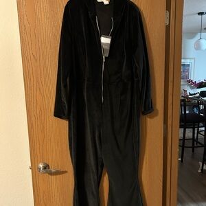 Black Hooded Jumpsuit with Zip